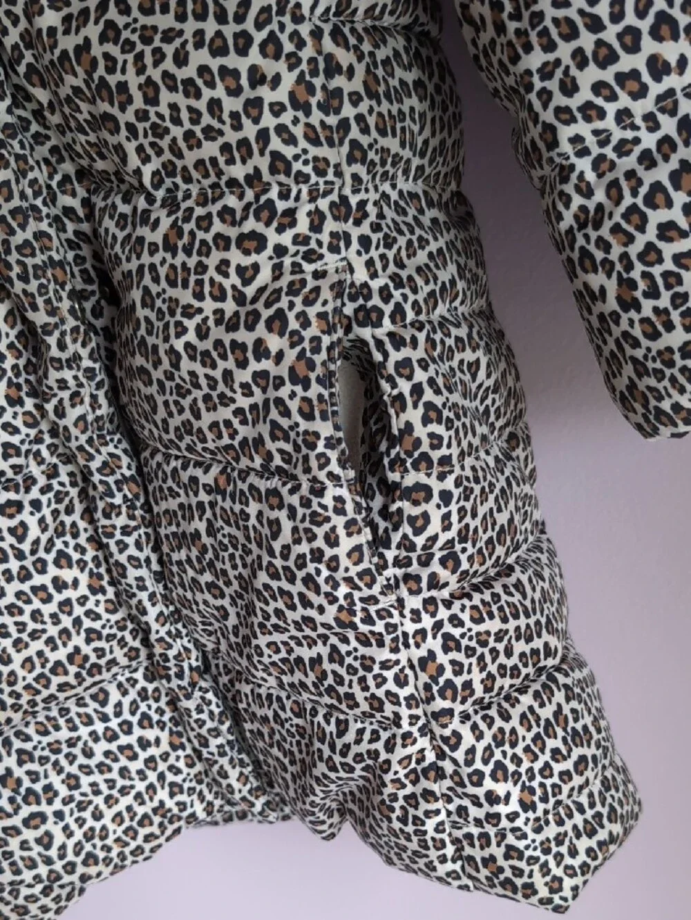 GAP Leopard Print Puffer Coat with Faux Fur Hood - Beige & Black